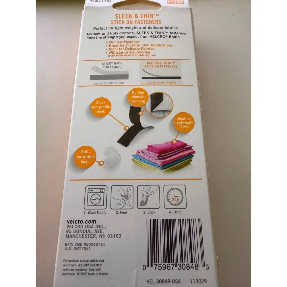 NIP VELCRO Brand Wardrobe Repair Variety Pack No Sew Sleek Thin Fasteners